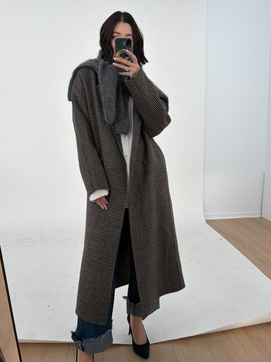 Oversized Houndstooth Coat