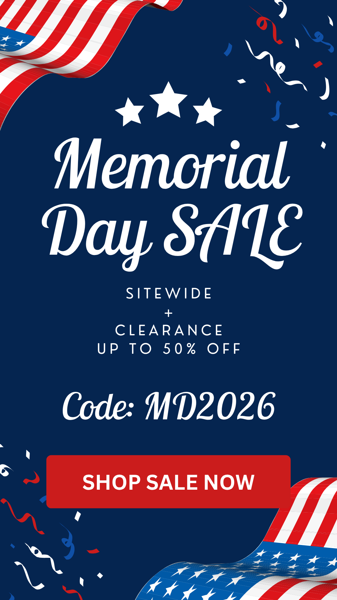 Memorial Day Sale 15% Off + Sitewide